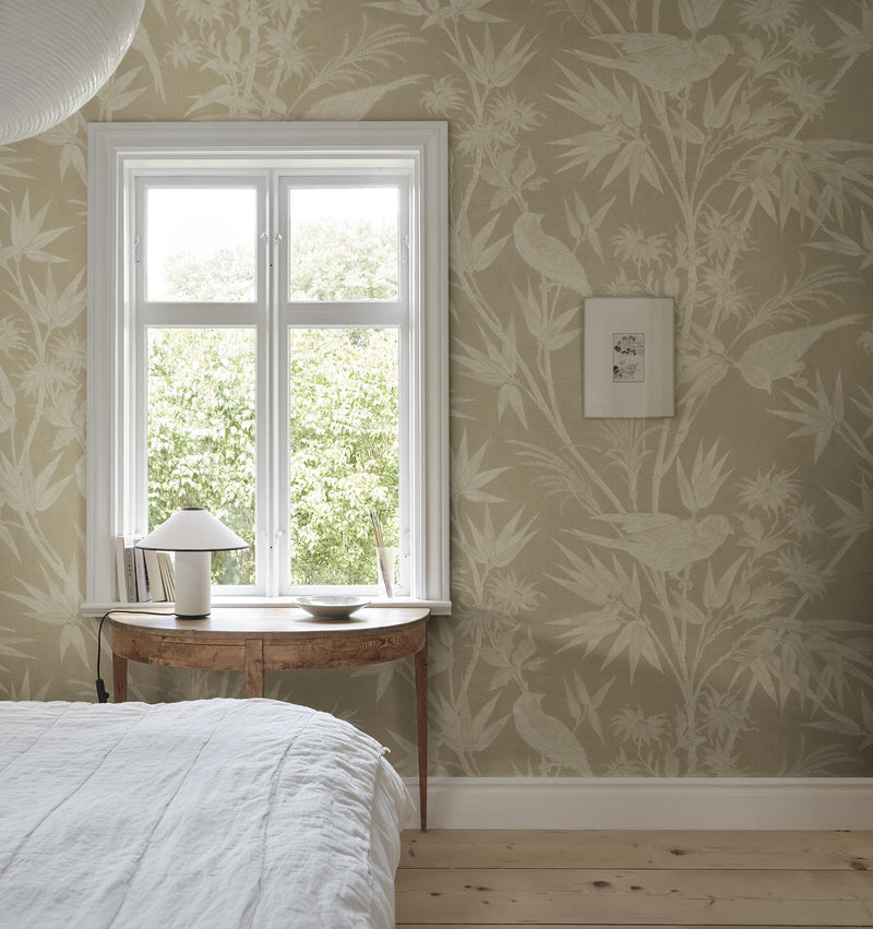 S10596 Beige Celeste Mural Herbarium Mural by Sandberg