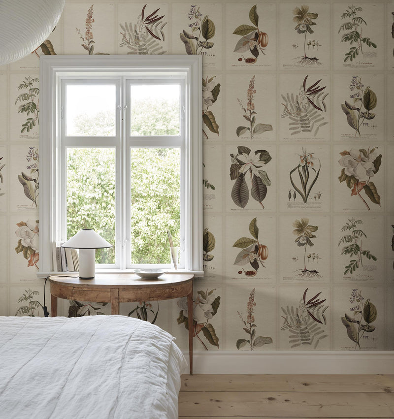 S10599 Sepia Flora Herbarium Mural by Sandberg