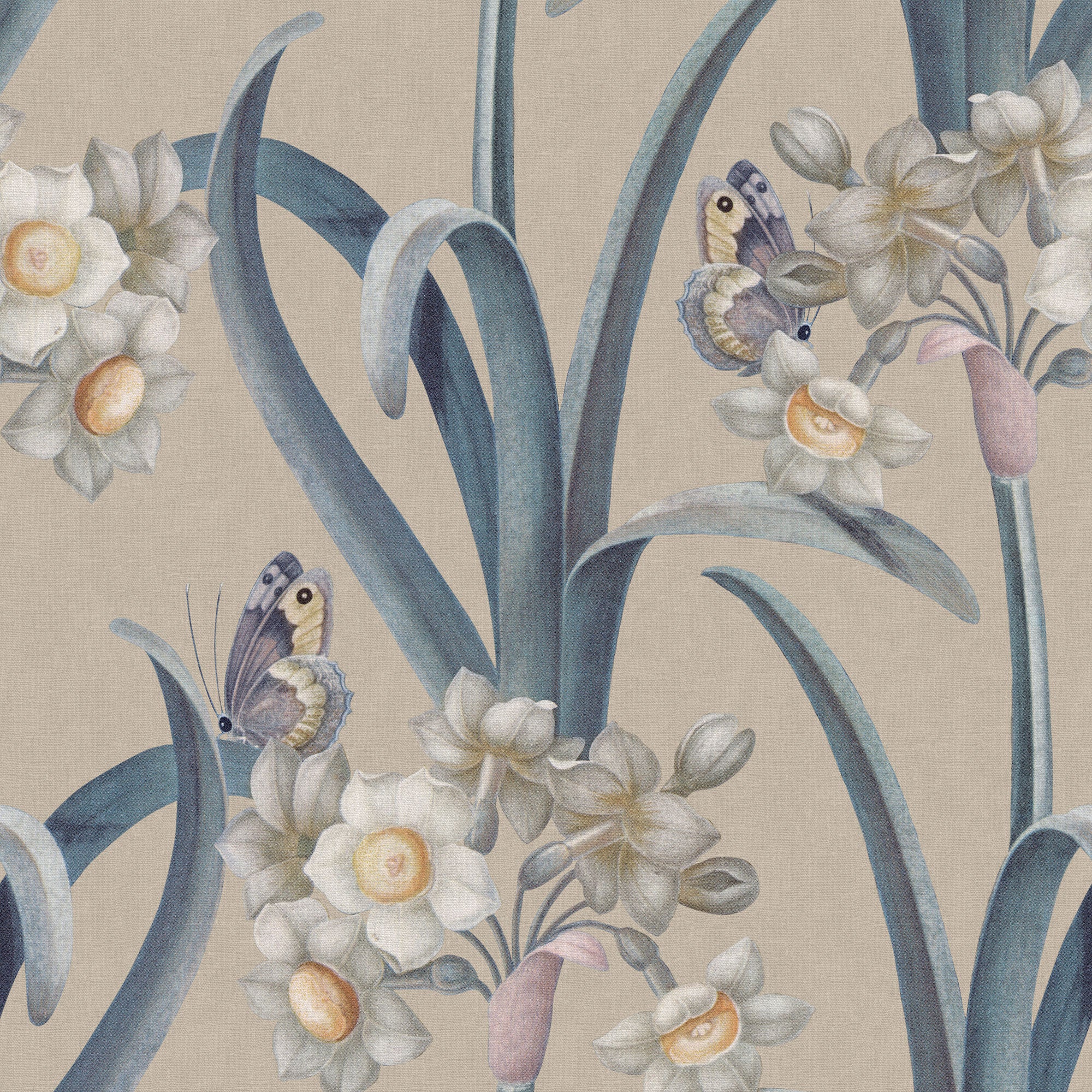 S10601 Blue Lilian Herbarium Mural by Sandberg