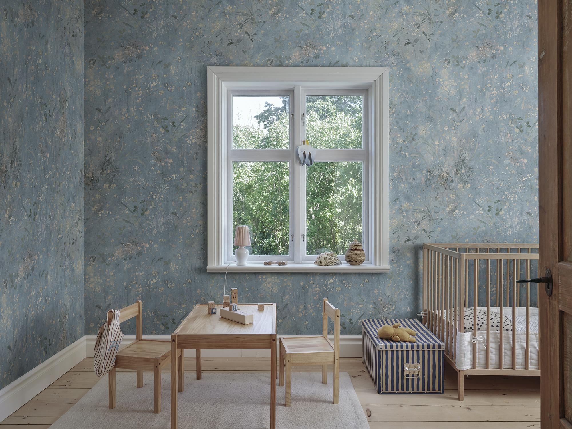 S10603 Light Blue Juni Herbarium Mural by Sandberg