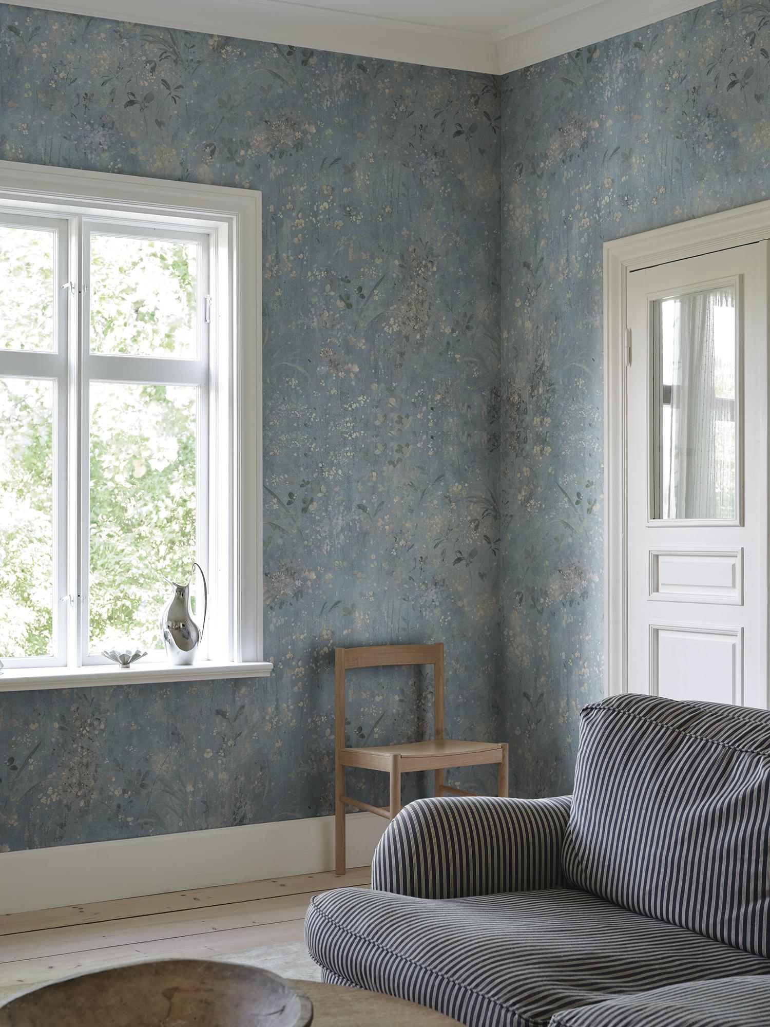 S10603 Light Blue Juni Herbarium Mural by Sandberg