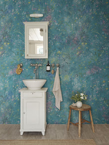 S10607 Teal Juni Herbarium Mural by Sandberg