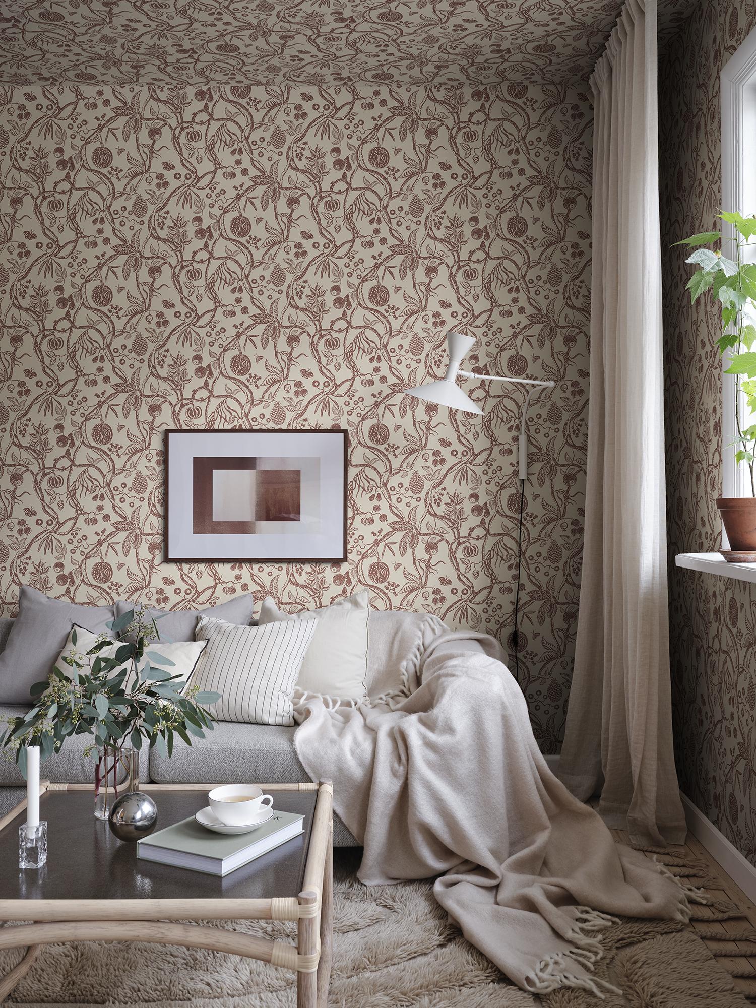 S10614 Burgundy Tree of Life Familjen Wallpaper by Sandberg