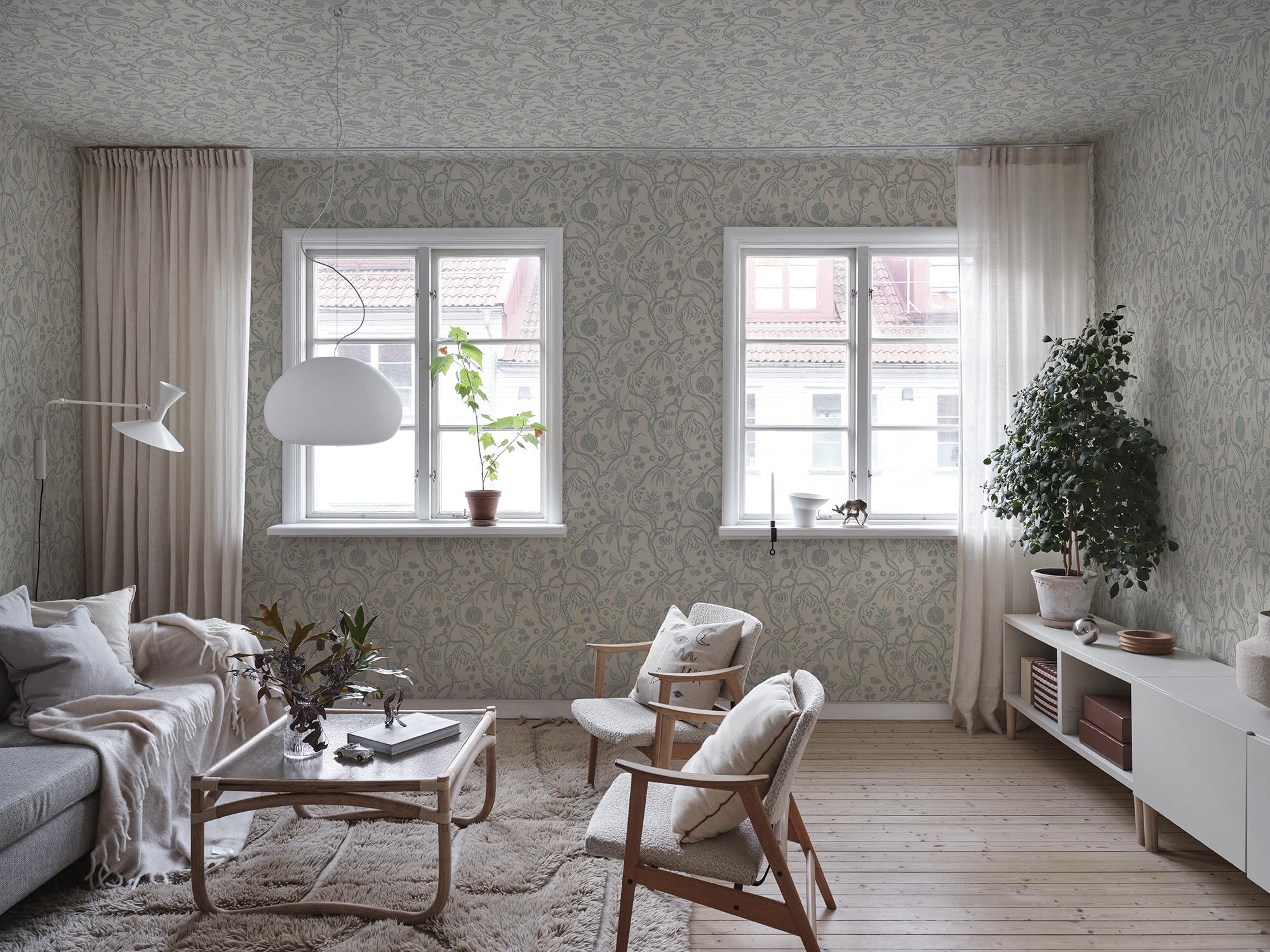 S10615 Light Blue Tree of Life Familjen Wallpaper by Sandberg