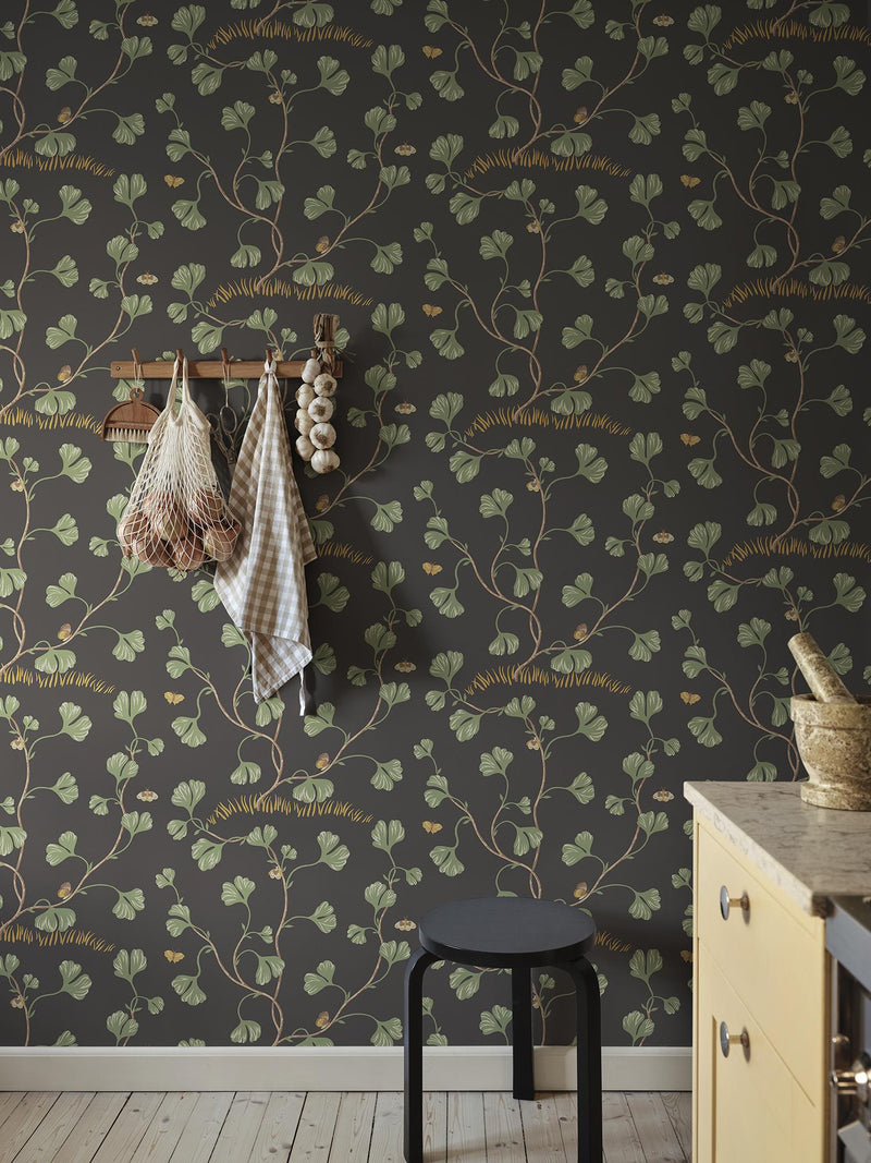 S10619 Charcoal Ebba Familjen Wallpaper by Sandberg