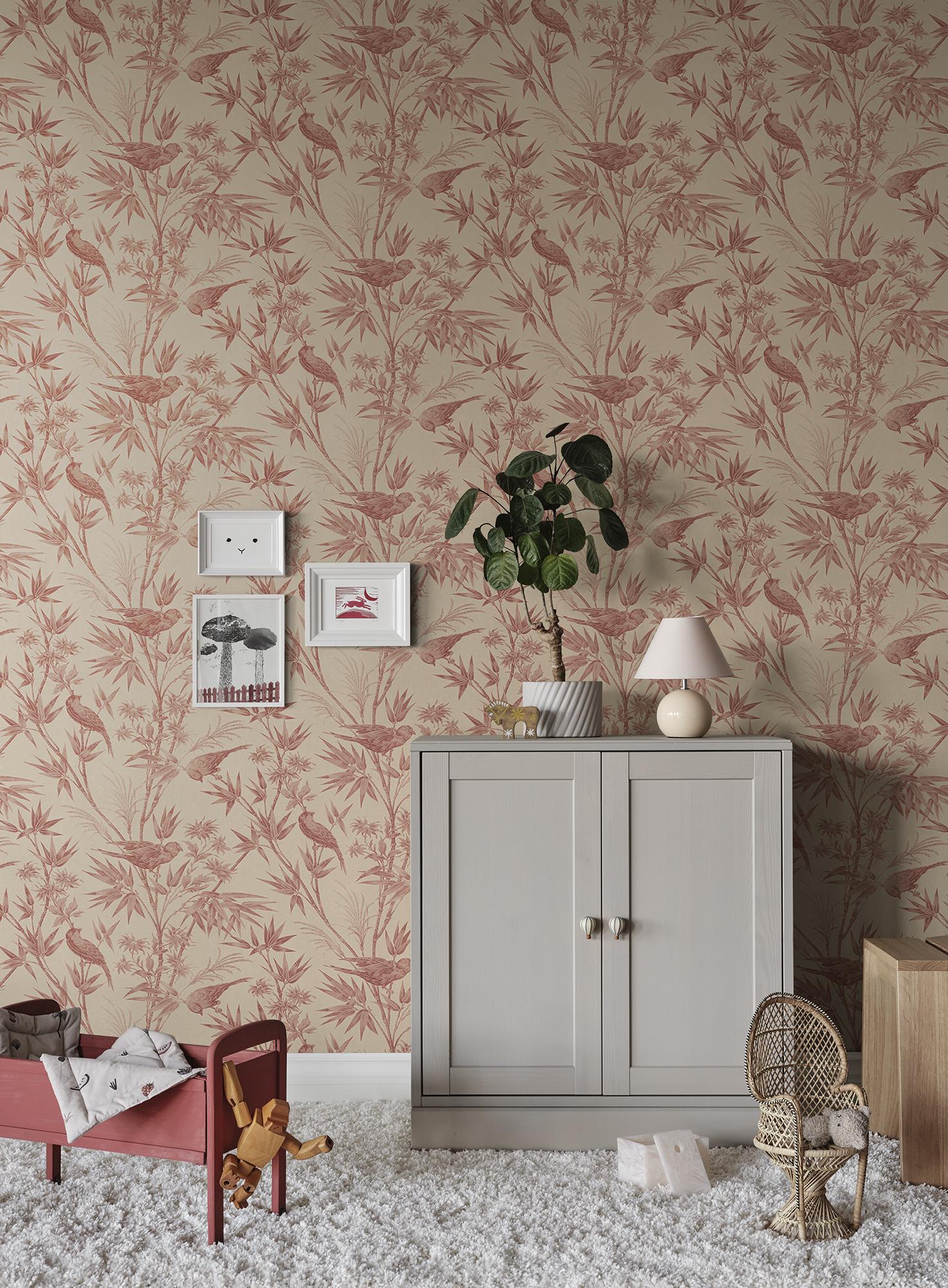 S10620 Red Celeste Familjen Wallpaper by Sandberg