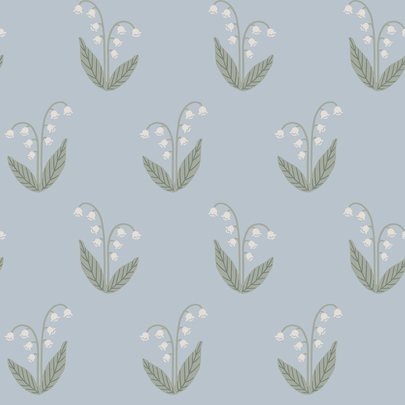S10634 Light Blue Lilly Familjen Wallpaper by Sandberg