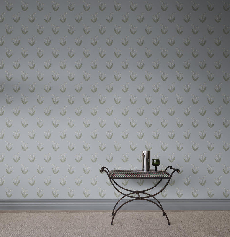 S10634 Light Blue Lilly Familjen Wallpaper by Sandberg