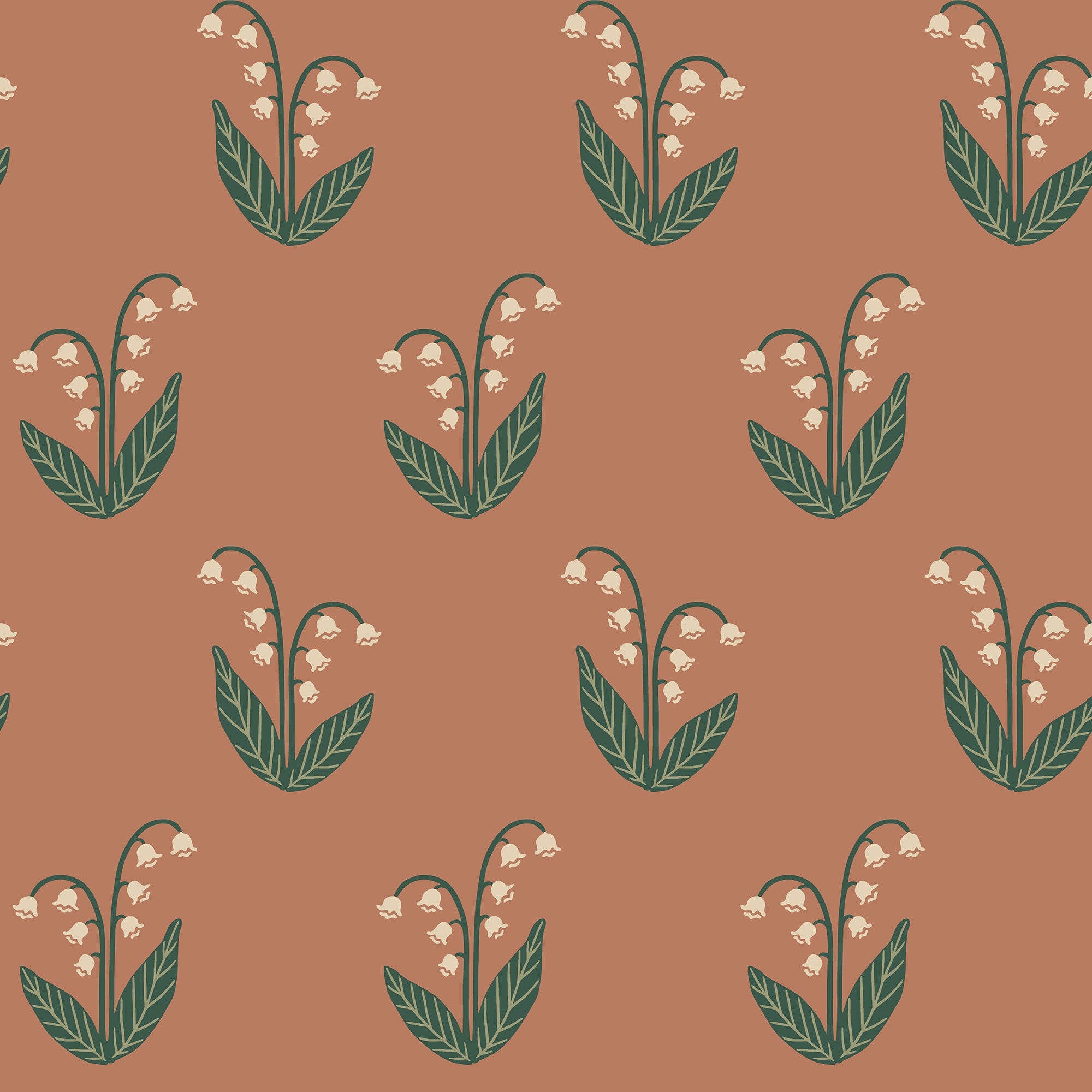 S10636 Terracotta Lilly Familjen Wallpaper by Sandberg
