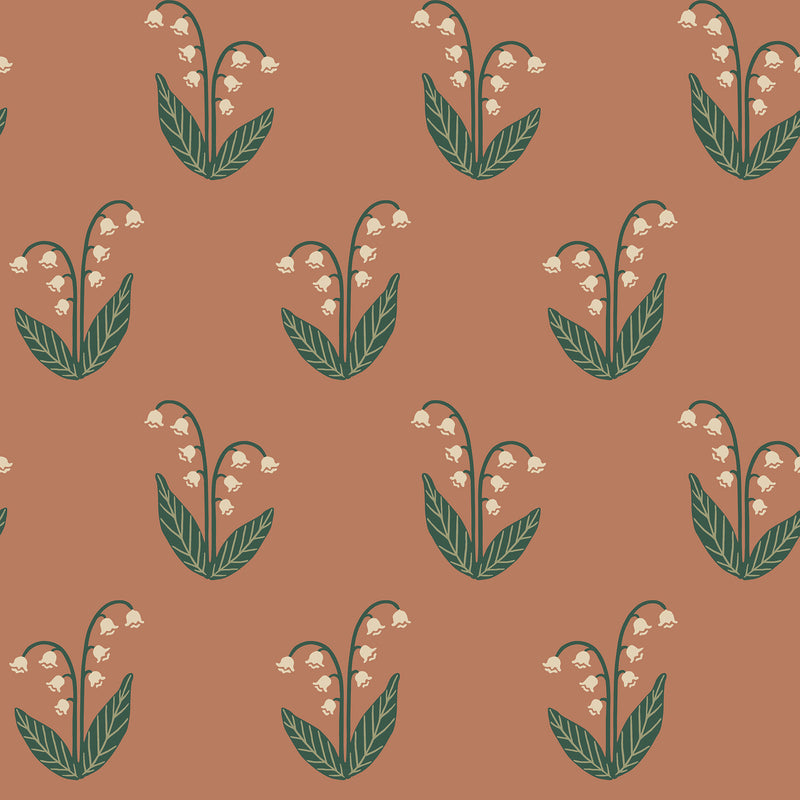 S10636 Terracotta Lilly Familjen Wallpaper by Sandberg