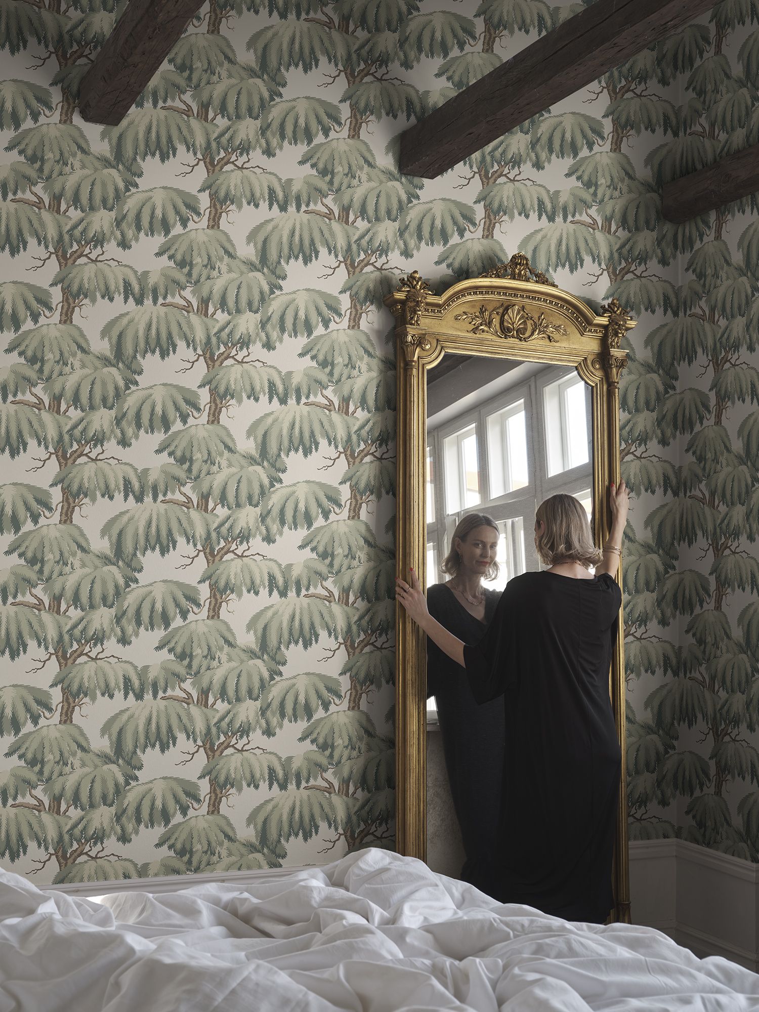 S10664 Alba Green Wallpaper by Sandberg