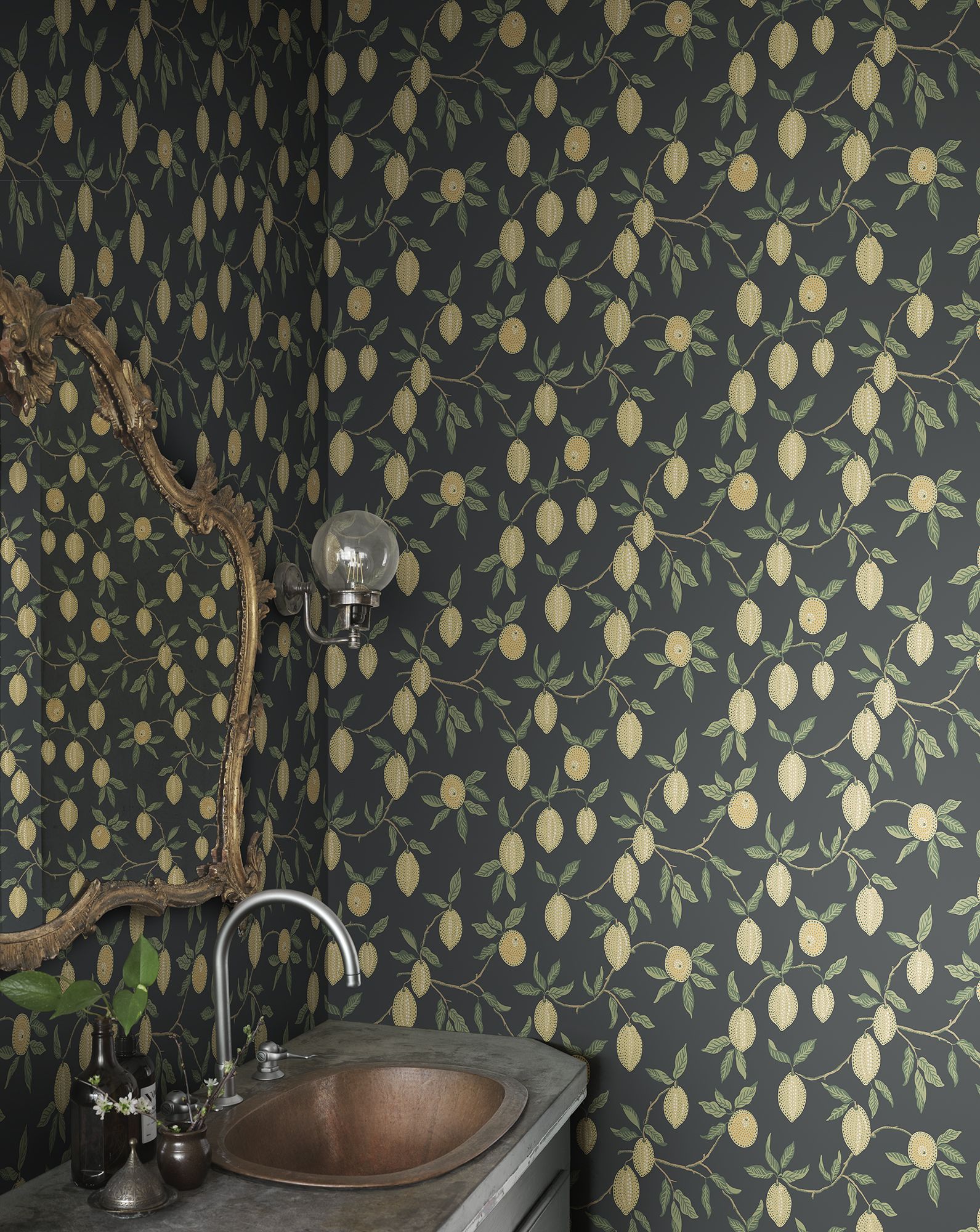 S10668 Limone Charcoal Wallpaper by Sandberg