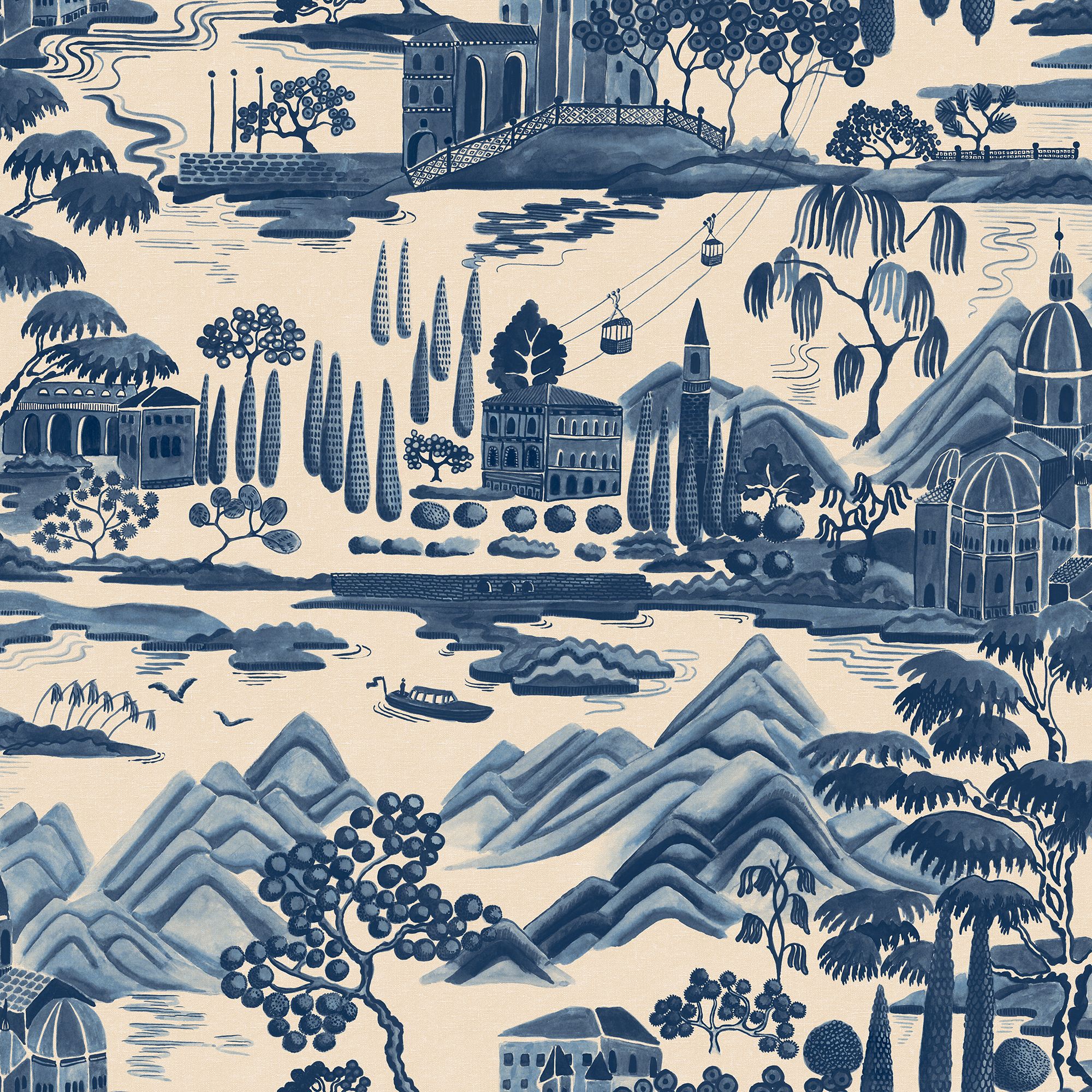 S10688 Lake Como Blue Wallpaper by Sandberg