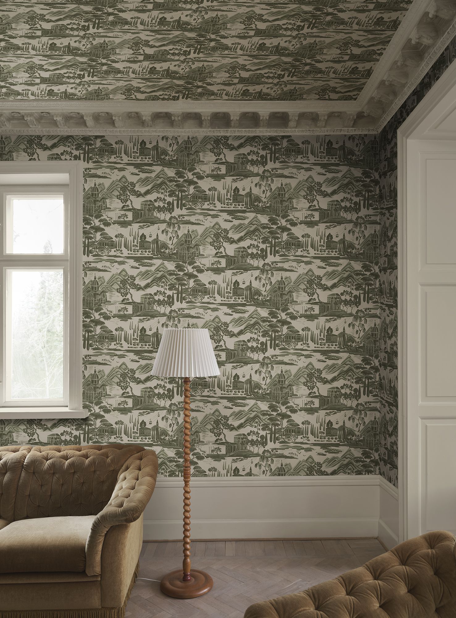 S10689 Lake Como Forest Green Wallpaper by Sandberg