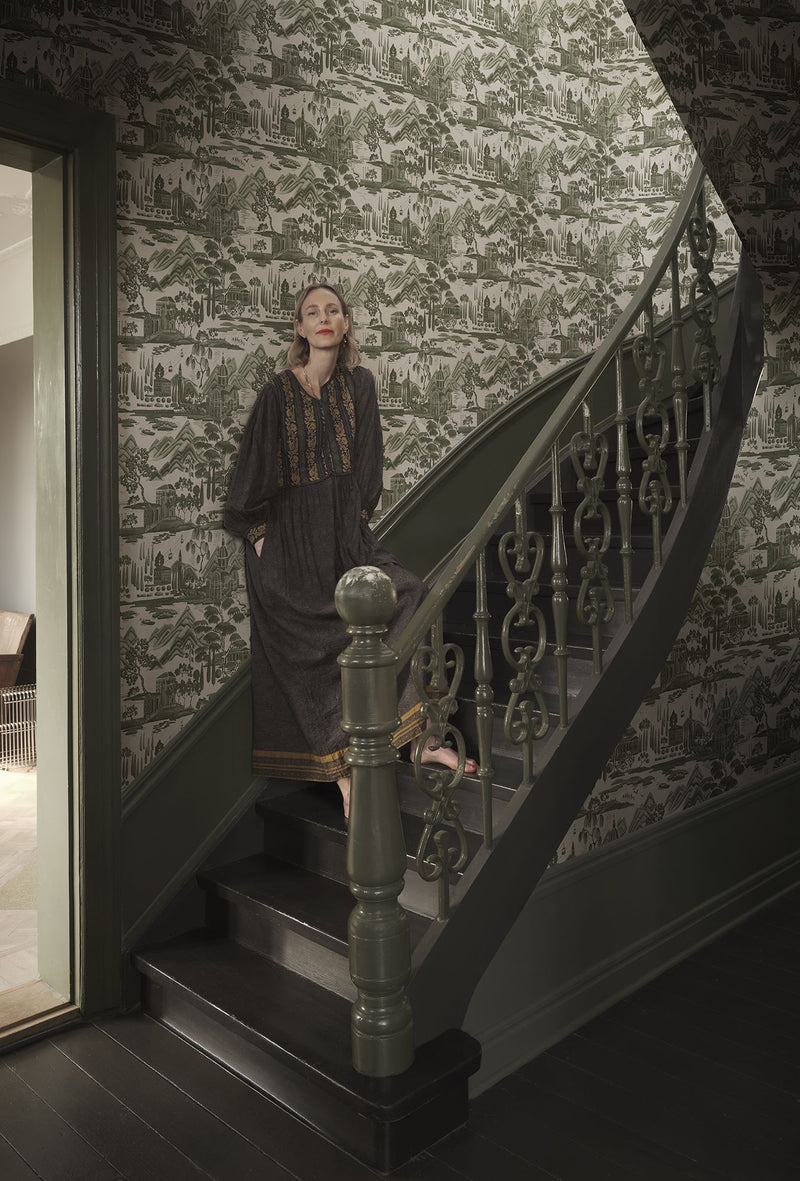 S10689 Lake Como Forest Green Wallpaper by Sandberg