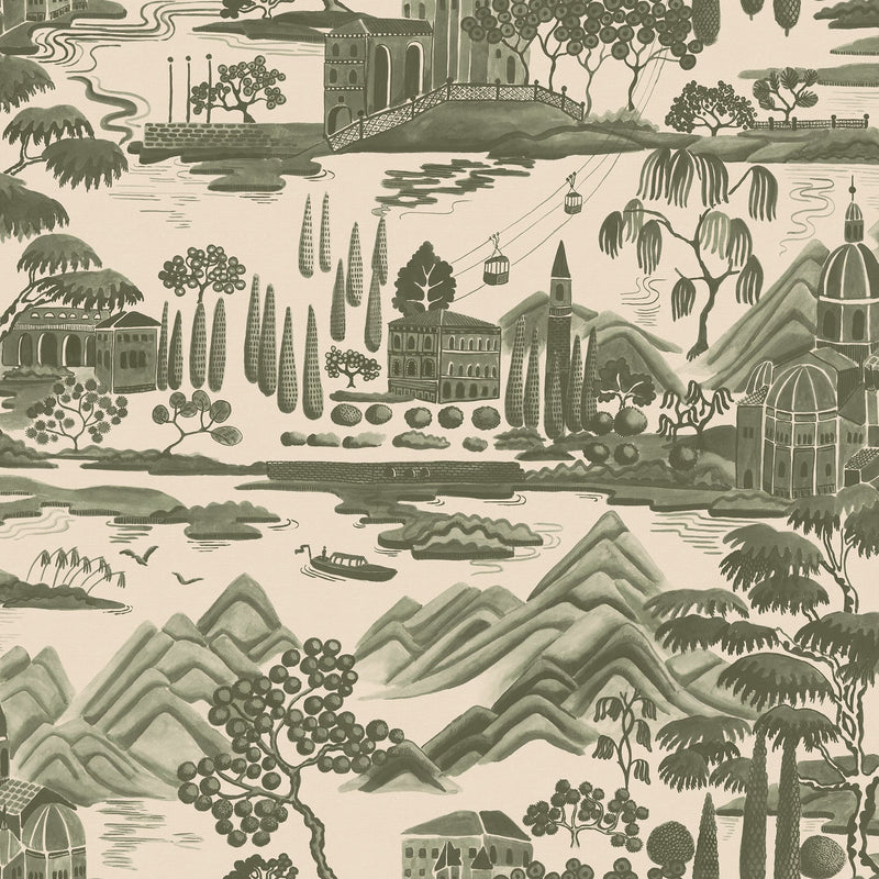 S10689 Lake Como Forest Green Wallpaper by Sandberg