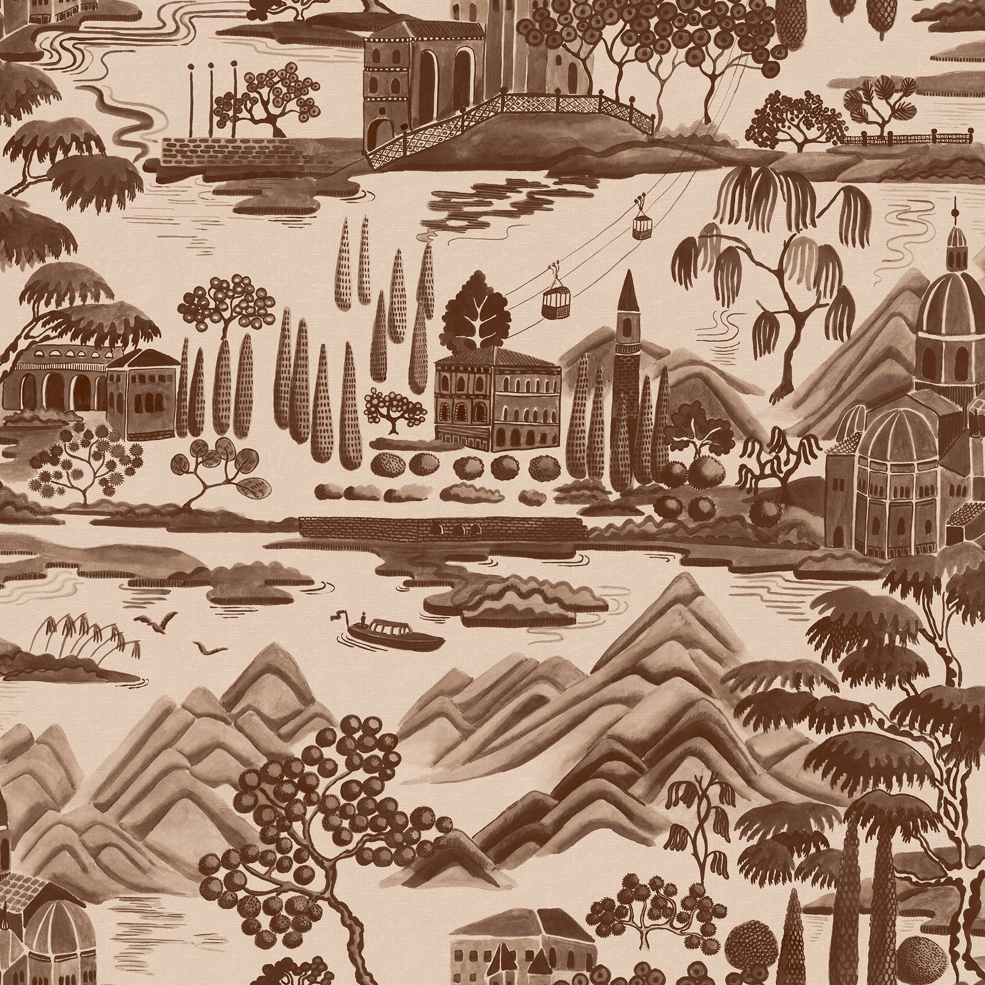 S10690 Lake Como Brown Wallpaper by Sandberg