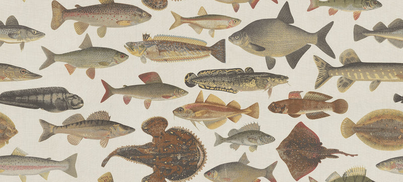 S10728 Scandinavian Fishes Beige Heritage Mural by Sandberg