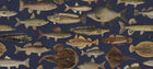 S10729 Scandinavian Fishes Dark Blue Heritage Mural by Sandberg