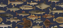 S10729 Scandinavian Fishes Dark Blue Heritage Mural by Sandberg