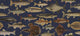 Scandinavian Fishes Dark Blue Heritage Mural by Sandberg