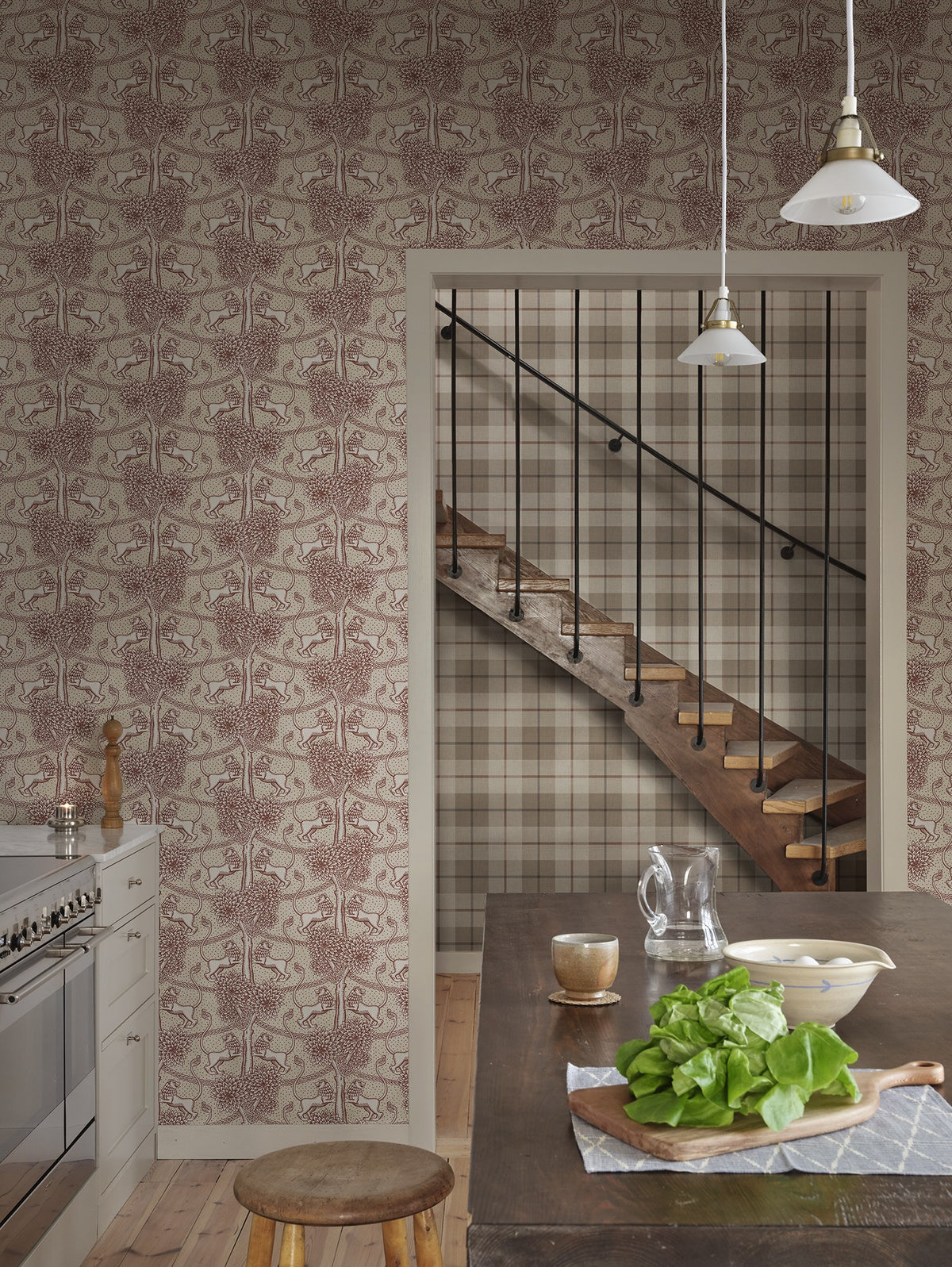 S10736 Leopold Burgundy Heritage Mural by Sandberg
