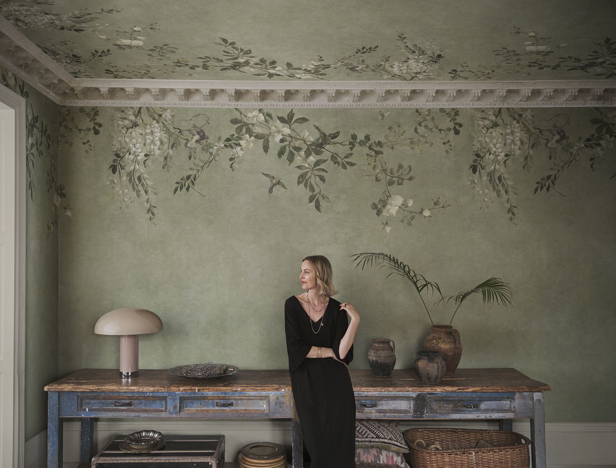 S10833 Luca Rectangle Sage Green Mural by Sandberg