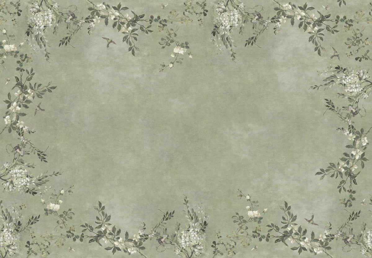 Luca Rectangle Sage Green Villa Como Mural by Sandberg