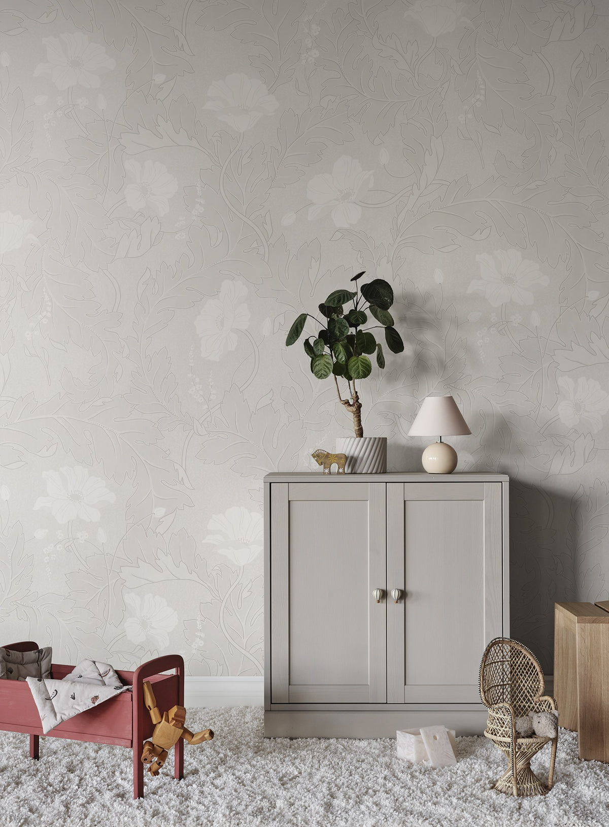 S11009 Poppy White Sandberg Edition Mural by Sandberg