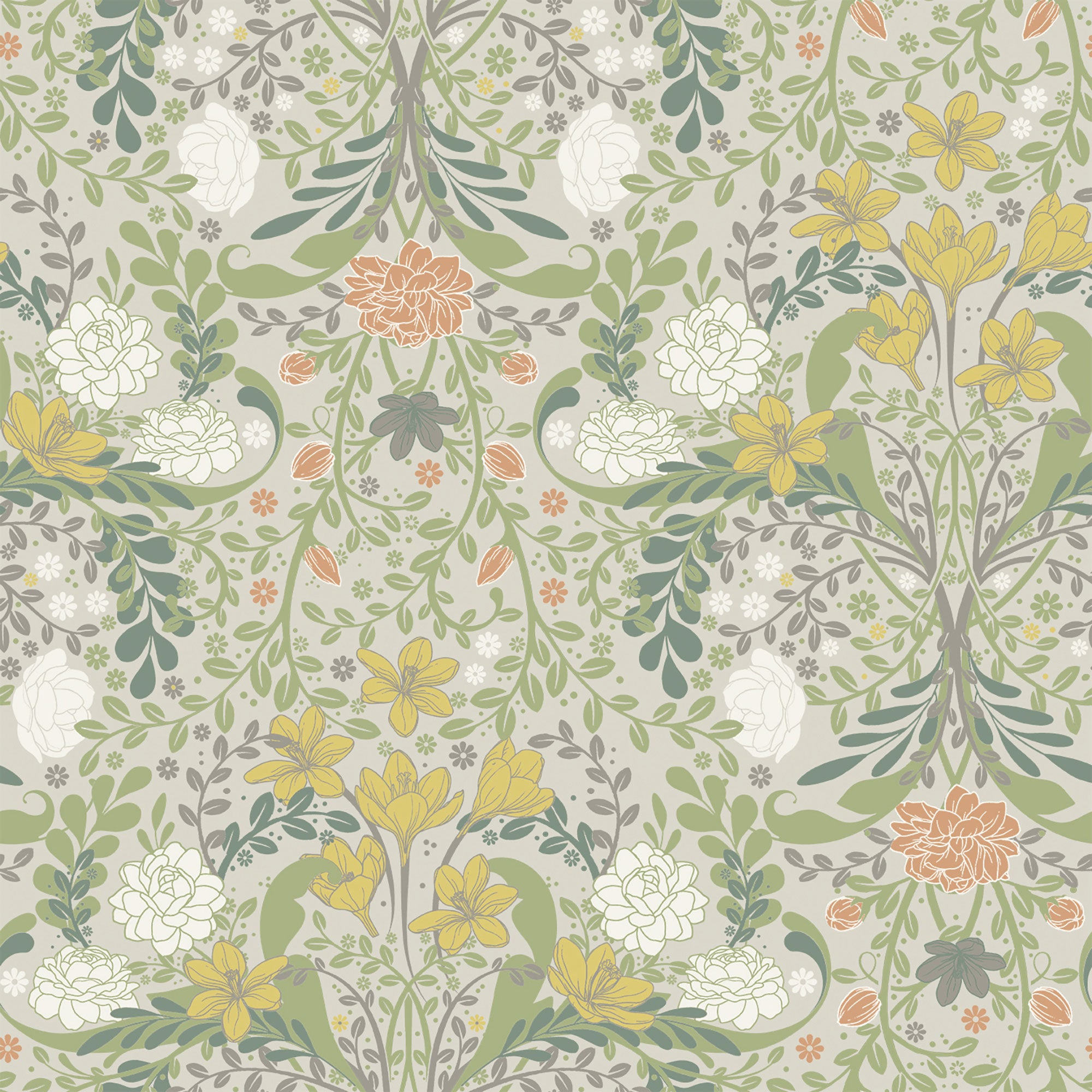 S24104 Froso Sommarang 2 Orange, Yellow and Green Wallpaper By Galerie
