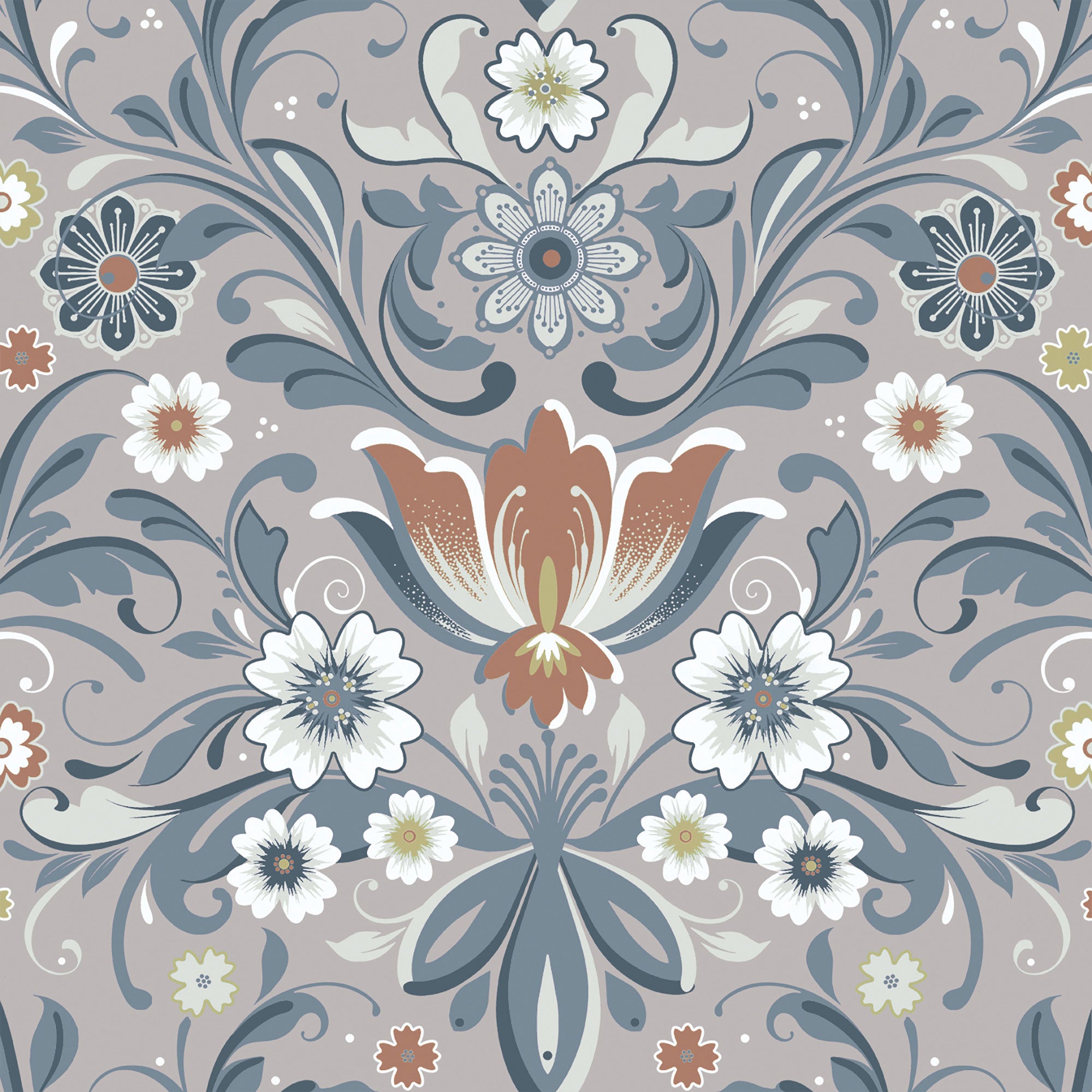 S24110 Ostanskar Sommarang 2 Beige and Blue Wallpaper By Galerie