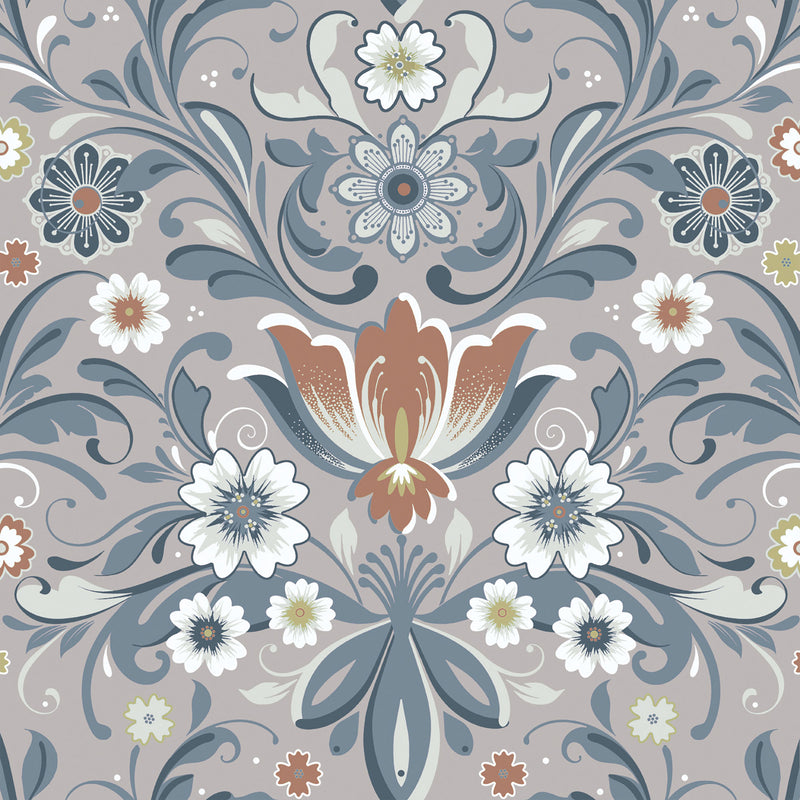 S24110 Ostanskar Sommarang 2 Beige and Blue Wallpaper By Galerie