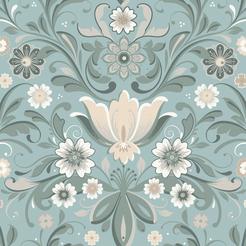 S24111 Ostanskar Sommarang 2 Turquoise Wallpaper By Galerie