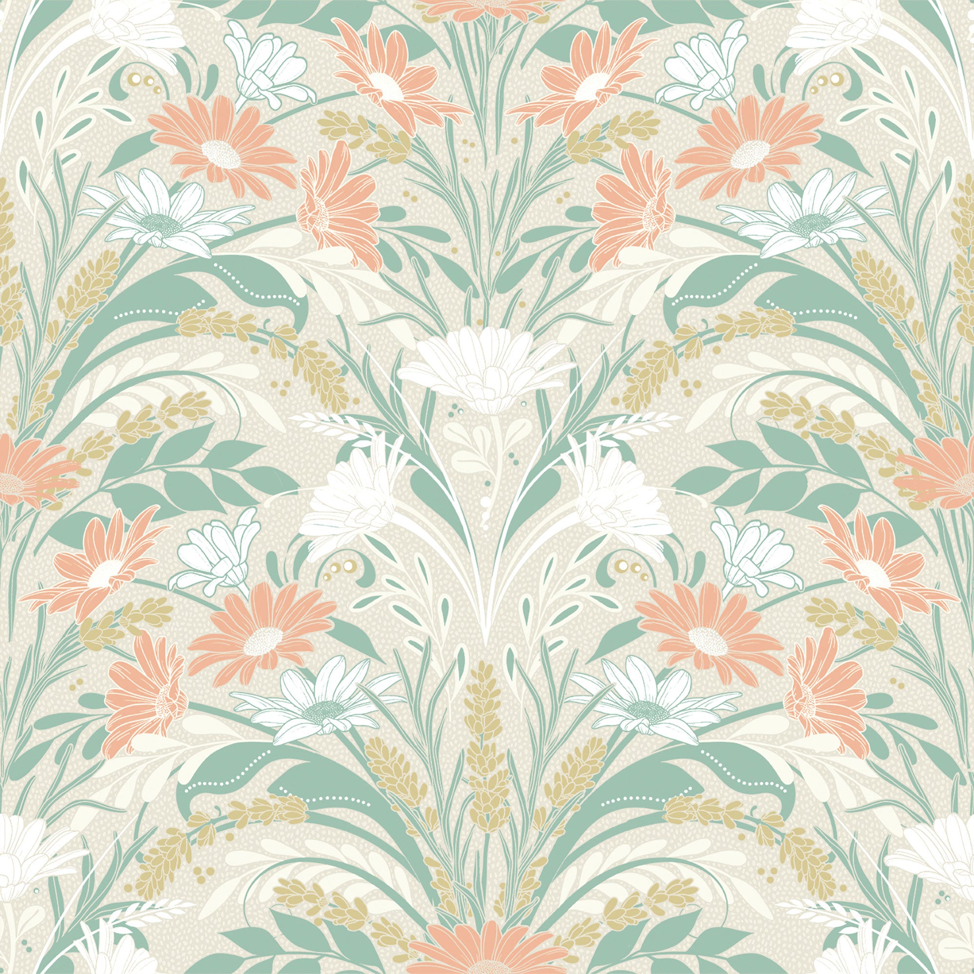 S24119 Varmdo Sommarang 2 Yellow, White and Green Wallpaper By Galerie