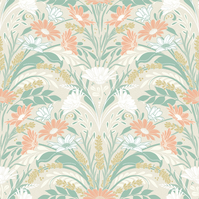 S24119 Varmdo Sommarang 2 Yellow, White and Green Wallpaper By Galerie