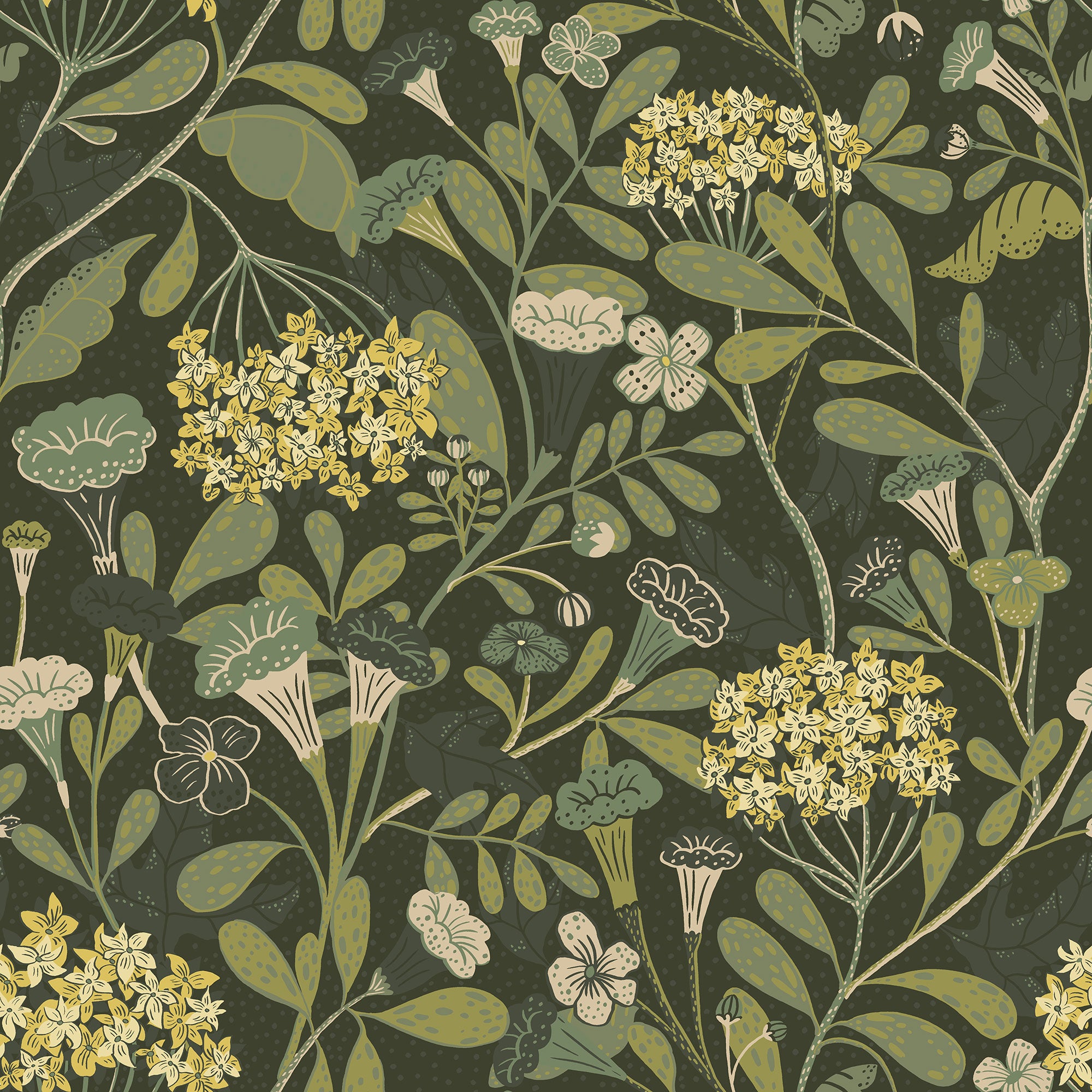S55022 Hybbe Sommarang Dark Green Wallpaper By Galerie