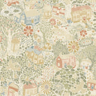 S63001 Bygga Bo Sommarang 2 Green, Yellow and Red Wallpaper By Galerie