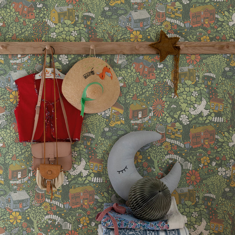 S63003 Bygga Bo Sommarang 2 Dark Green Wallpaper By Galerie