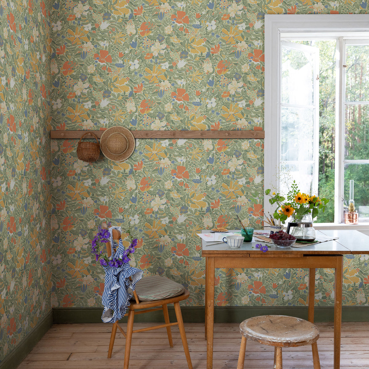 Midsommar Sommarang 2 Green Wallpaper By Galerie