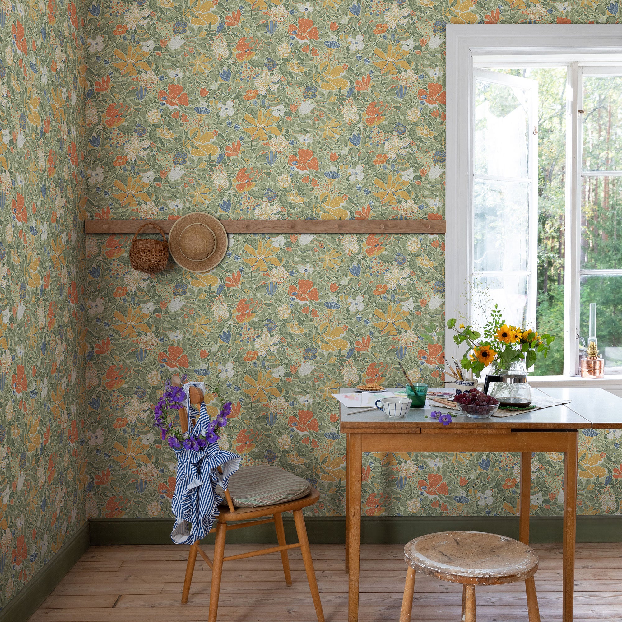 S63018 Midsommar Sommarang 2 Green Wallpaper By Galerie
