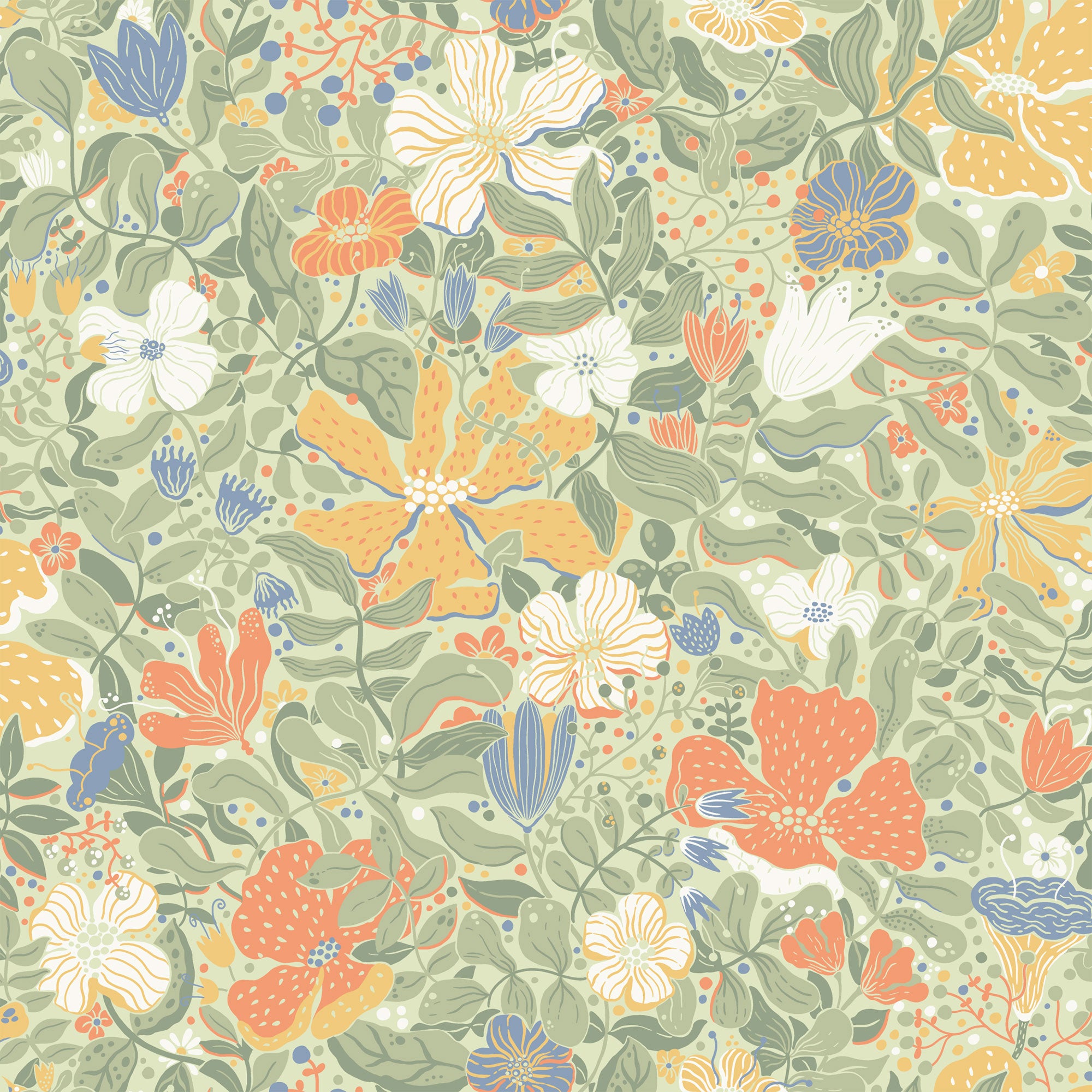 S63018 Midsommar Sommarang 2 Green Wallpaper By Galerie