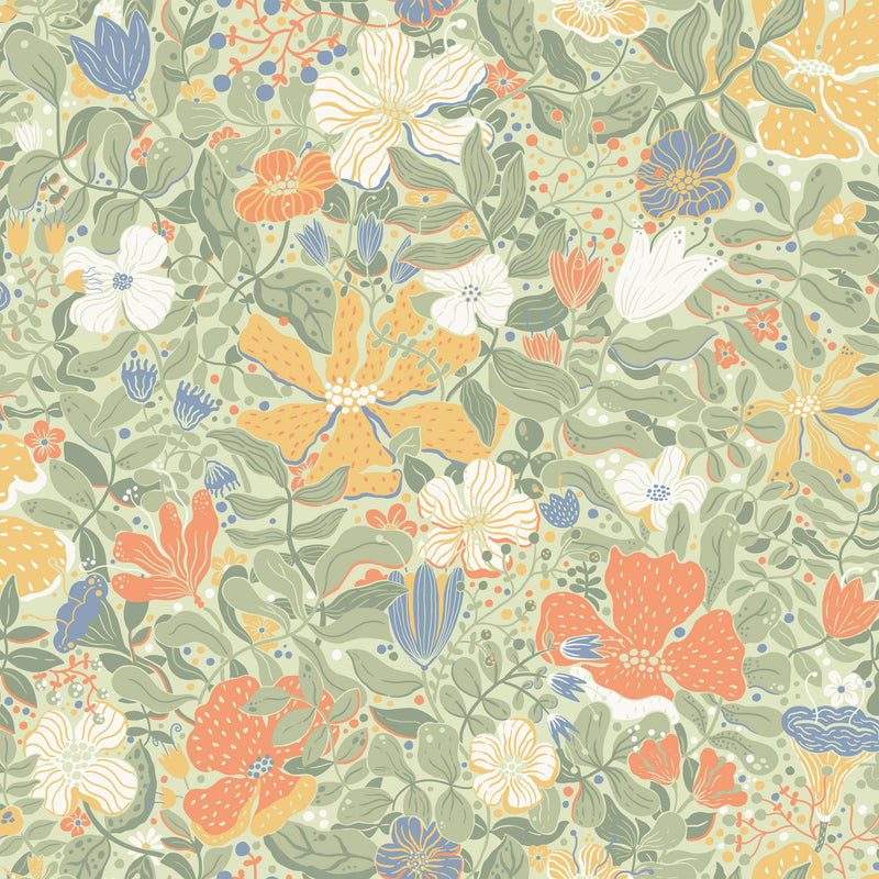 S63018 Midsommar Sommarang 2 Green Wallpaper By Galerie