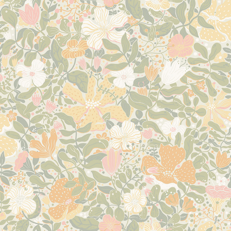 S63019 Midsommar Sommarang 2 Light Green Wallpaper By Galerie