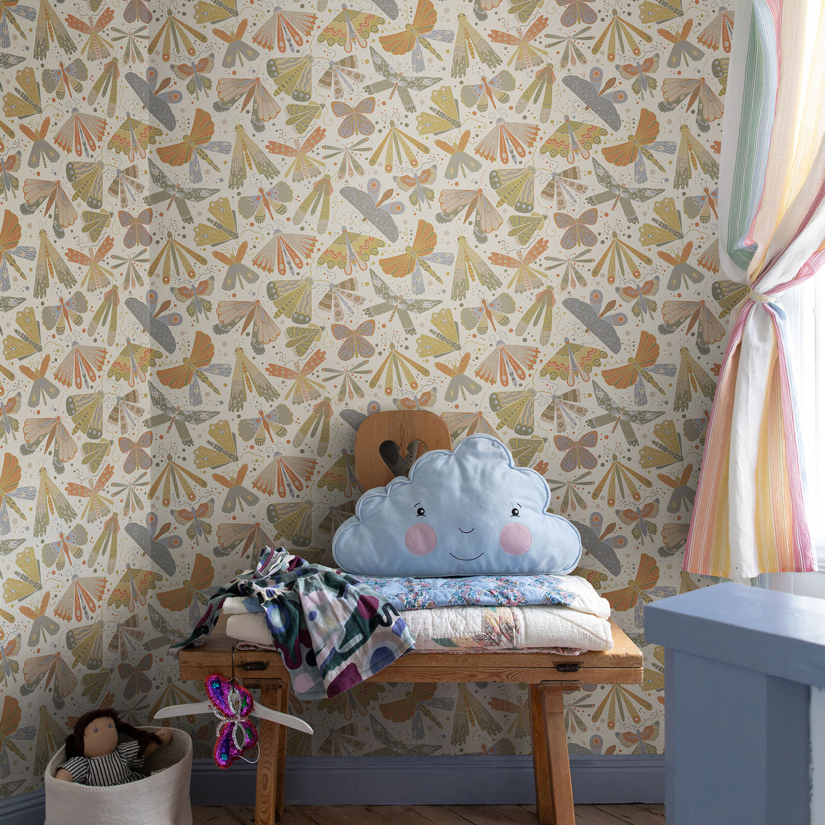 Flyga Sommarang 2 Green, Orange and Blue Wallpaper By Galerie