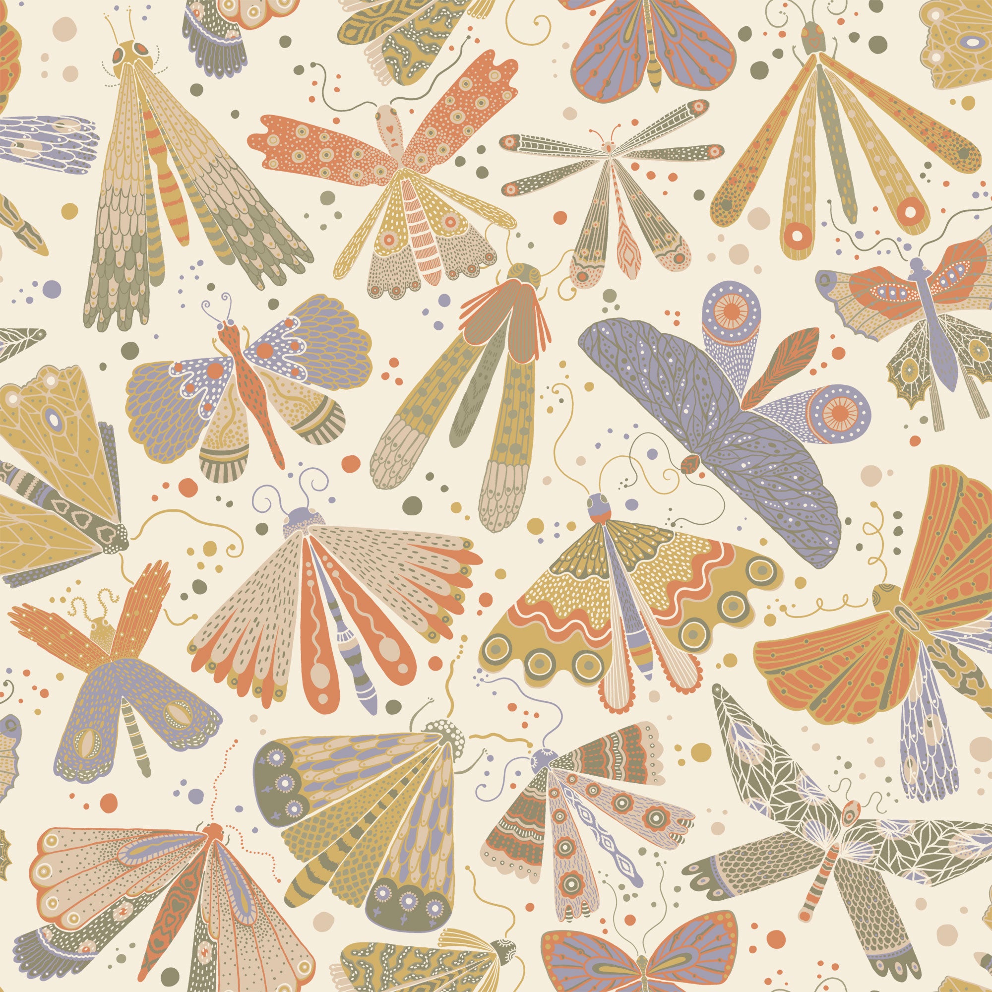S63024 Flyga Sommarang 2 Green, Orange and Blue Wallpaper By Galerie