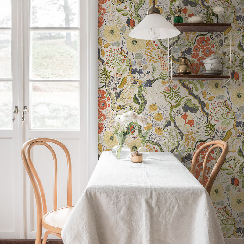 S65102 Ann Sommarang White and Yellow Wallpaper By Galerie
