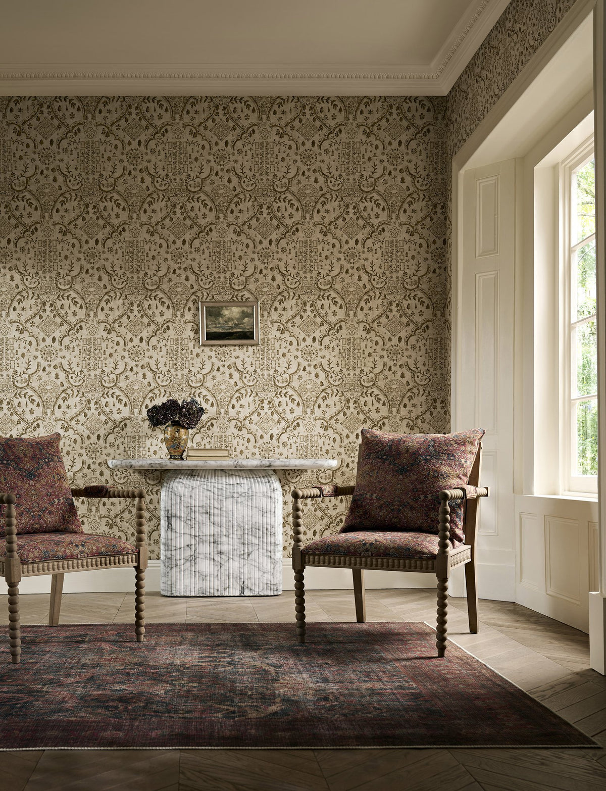 SAF0537-01 Brantwood Wool Madder / Jodphur Blue Highgrove by Sanderson Wools Fabric
