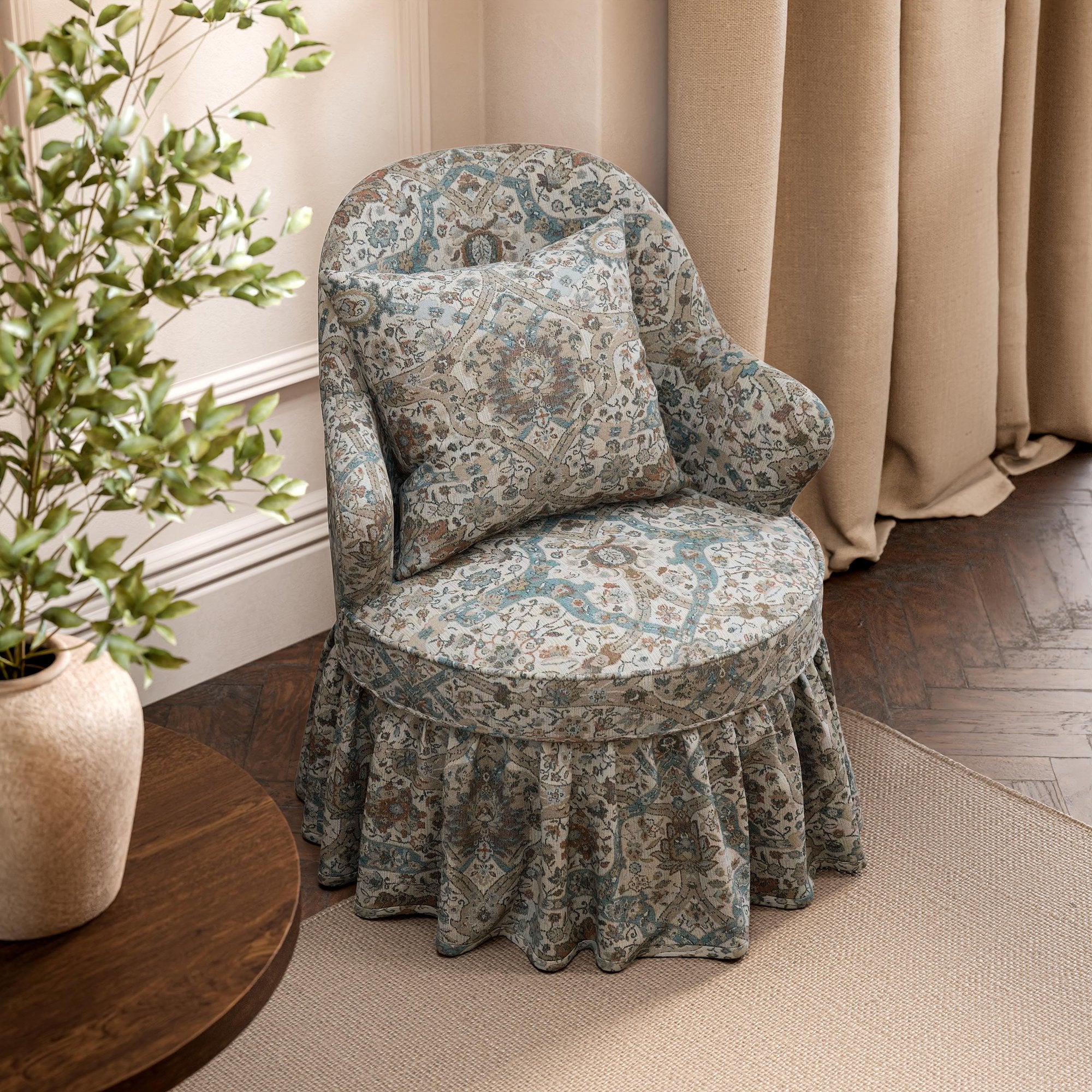 SAF0537-02 Brantwood Wool Stone / Mineral Blue Highgrove by Sanderson Wools Fabric