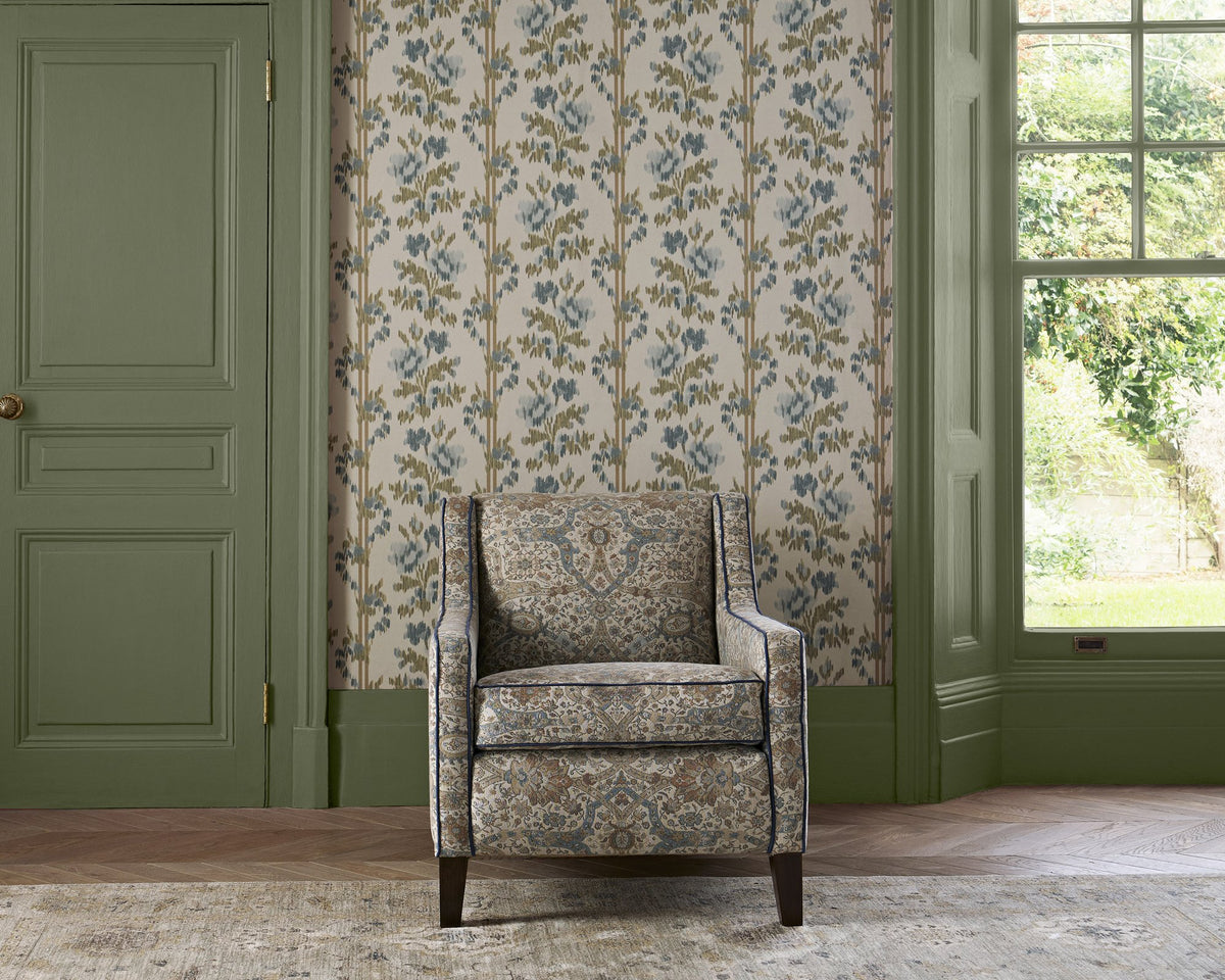 SAF0537-02 Brantwood Wool Stone / Mineral Blue Highgrove by Sanderson Wools Fabric