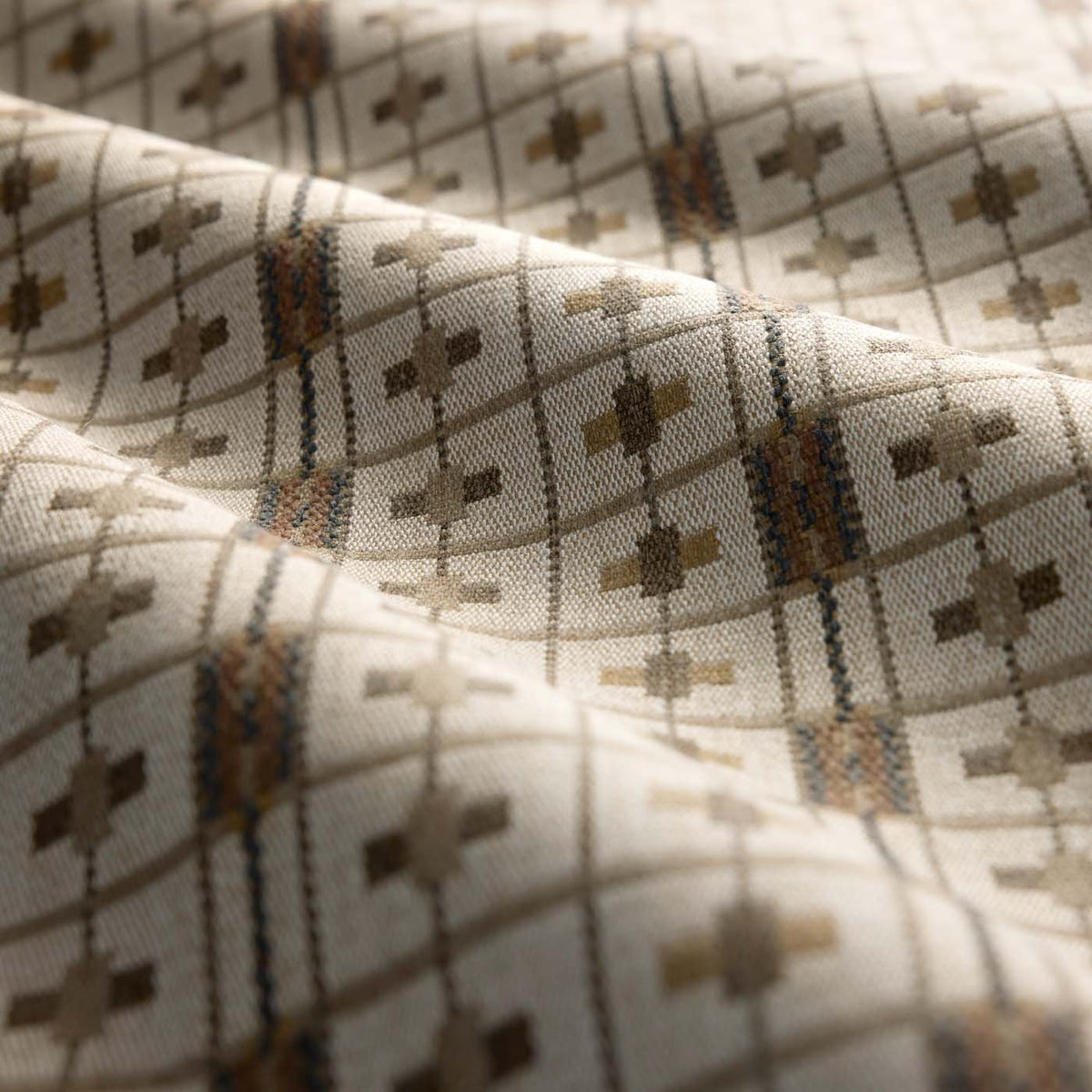 SAF0538-01 Cotswold Check Linen / Muntjac Highgrove by Sanderson Wools Fabric